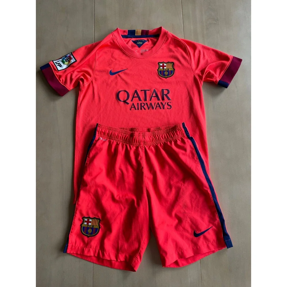 Nike FC Barcelona 2014 2015 Away Soccer Jersey Shorts Kit Youth M 10-12 Years